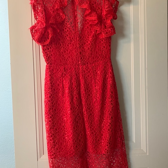 Alexis red lace Body Con dress - Picture 2 of 3